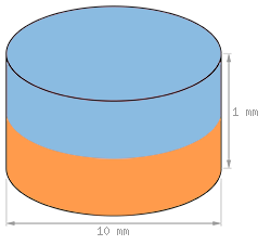 Schéma Aimant Ø 10 mm, hauteur 1 mm