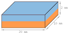 Schéma Aimant rectangle 20 mm, largeur 10mm, épaisseur 2 mm